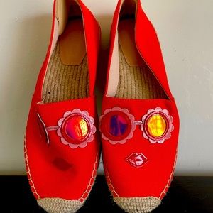 Kate spade espadrilles with face and lips